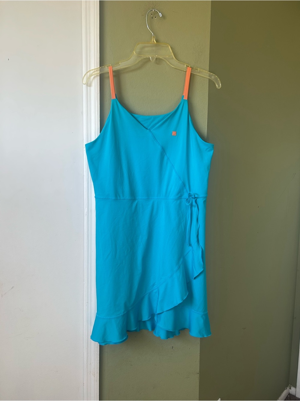 Fila Turquoise/coral Faux Wrap Active Tennis/Pickleball Dress Sz L